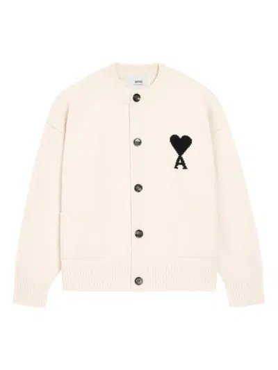Ami Alexandre Mattiussi Ami De Coeur Cardigan In Neutral