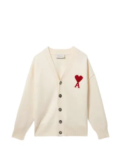 Ami Alexandre Mattiussi Ami De Coeur Cardigan In Neutral