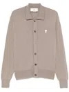 Ami Alexandre Mattiussi Ami Taupe Merino Knitwear Cardigan In Neutrals