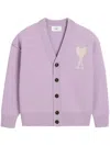 Ami Alexandre Mattiussi Adc Intarsia Wool Cardigan In Pink