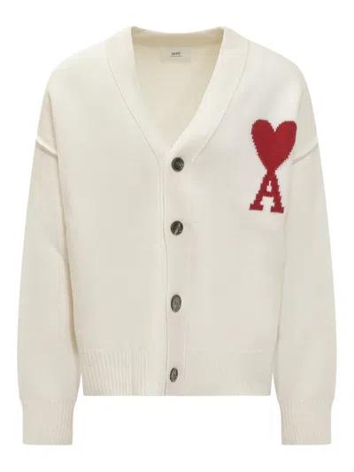 Ami Alexandre Mattiussi Ami De Coeur Cardigan In White