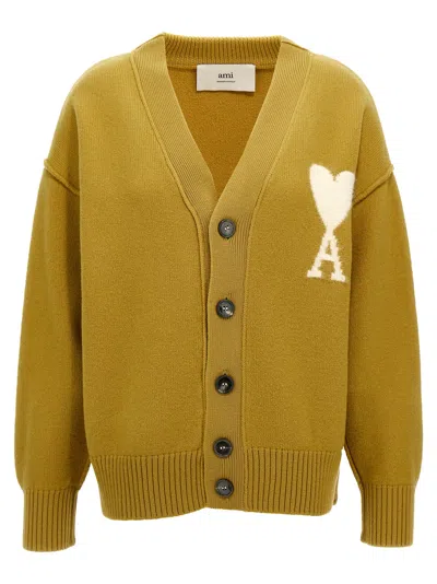 Ami Alexandre Mattiussi Ami Paris 'ami De Coeur' Cardigan In Yellow