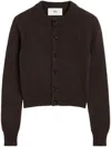 Ami Alexandre Mattiussi Paris De Coeur Logo Embroidered Knit Cardigan In Brown