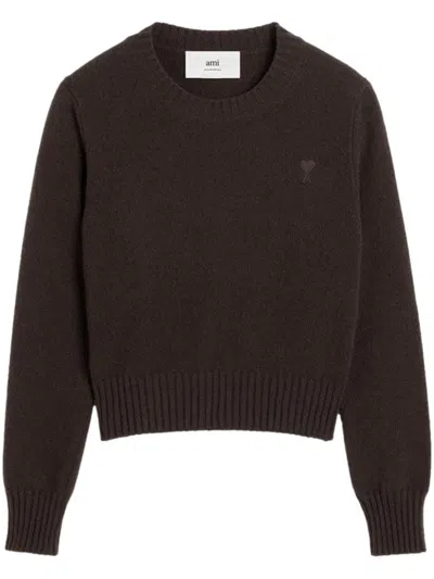 Ami Alexandre Mattiussi Ami De Coeur Cashmere-blend Jumper In Brown