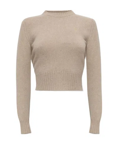 Ami Alexandre Mattiussi Ami De Coeur Cashmere Jumper In Nude