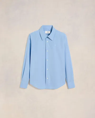 AMI ALEXANDRE MATTIUSSI BLUE COTTON AMI DE COEUR CLASSIC SHIRT BLUE