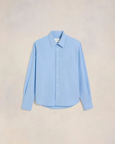 Ami Alexandre Mattiussi Ami De Coeur Cotton Shirt In Cashmere Blue