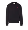 Ami Alexandre Mattiussi Ami Navy Blue Cotton Jersey Sweater With Signature Embroidered Motif In Black