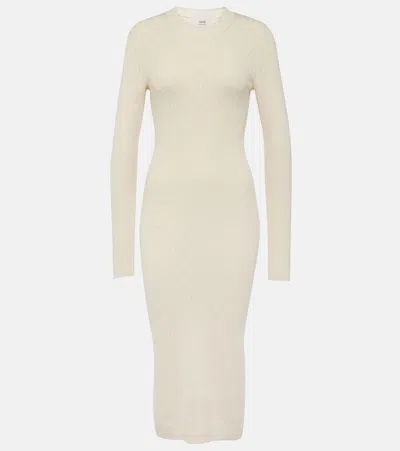 Ami Alexandre Mattiussi Ami De Coeur Cotton And Wool Midi Dress In White