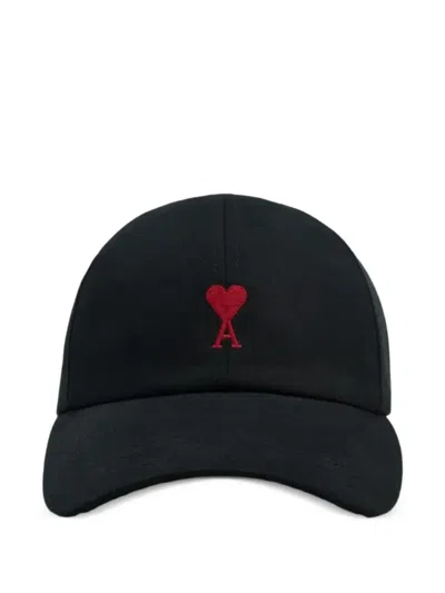 Ami Alexandre Mattiussi Ami De Coeur Cotton Cap In Black