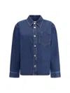 Ami Alexandre Mattiussi Ami De Coeur Cotton Denim Overshirt In Blue