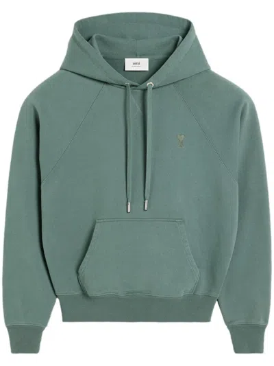 Ami Alexandre Mattiussi Ami De Coeur Cotton Hoodie In Blue