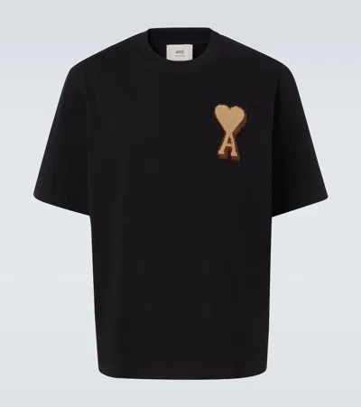 Ami Alexandre Mattiussi Mens Noir Logo-patch Cotton-jersey T-shirt In Black