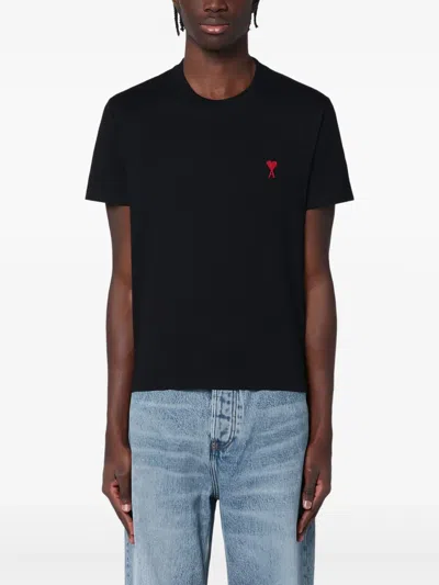 Ami Alexandre Mattiussi Ami Paris Ami De Coeur Cotton T-shirt In Black