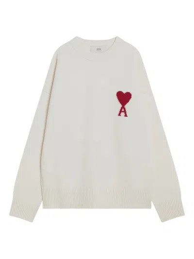 Ami Alexandre Mattiussi Ami De Coeur Crew-neck Sweater In White