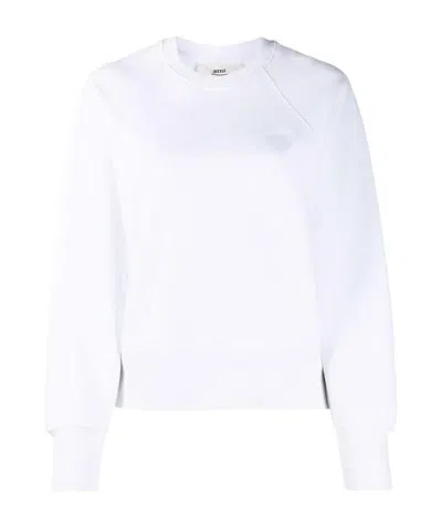 Ami Alexandre Mattiussi Ami De Coeur Crew-neck Sweatshirt In White