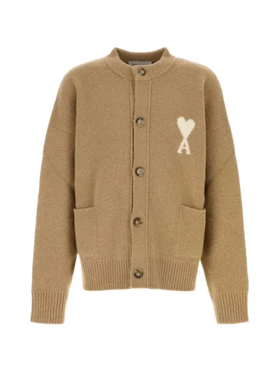 Ami Alexandre Mattiussi Ami De Coeur Crew-neck Cardigan In Brown