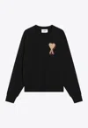 Ami Alexandre Mattiussi Ami De Coeur Crewneck Sweatshirt In Black