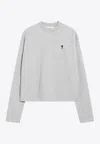Ami Alexandre Mattiussi Ami De Coeur Crewneck Sweatshirt In Gray