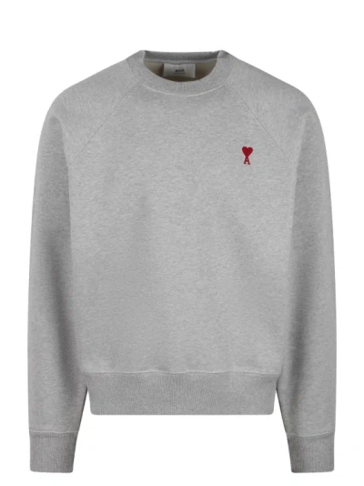 Ami Alexandre Mattiussi Ami De Coeur Crewneck Sweatshirt In Grey