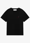 Ami Alexandre Mattiussi Ami Paris Men Black T-shirt With Ami De Coeur Embroidery On The Front In Cotton Man In Black