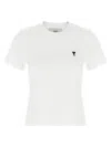 Ami Alexandre Mattiussi Ami De Coeur Cropped T-shirt In White