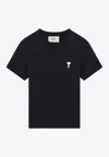Ami Alexandre Mattiussi Ami Paris Midnight Blue Ami De Coeur Cropped T-shirt Women In Blue