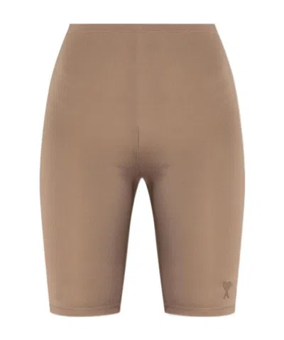 Ami Alexandre Mattiussi Ami De Coeur Cycling Shorts In Brown