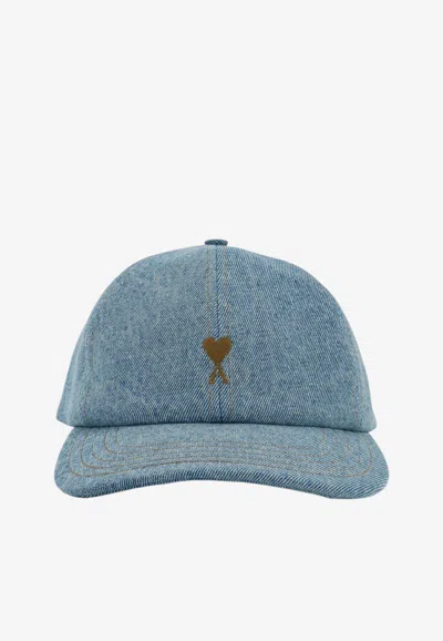 Ami Alexandre Mattiussi Ami De Coeur Denim Baseball Cap