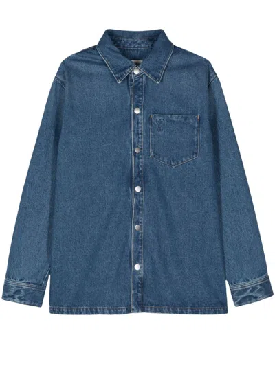 Ami Alexandre Mattiussi Oversized Ami De Coeur Overshirt Blue Unisex