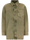 Ami Alexandre Mattiussi Army Green Denim Oversize Shirt In Neutrals