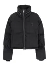Ami Alexandre Mattiussi Black Down Jacket With Adc Embroidery And Removable Hood In Tech Fabric Woman In Black