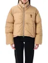 Ami Alexandre Mattiussi Ami De Caur Technical Canvas Down Jacket In Sand