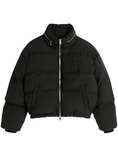 Ami Alexandre Mattiussi Ami De Coeur Down Puffer Jacket In Black