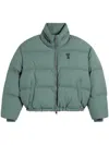 Ami Alexandre Mattiussi Cropped Puffer Jacket With High Stand Collar In Green