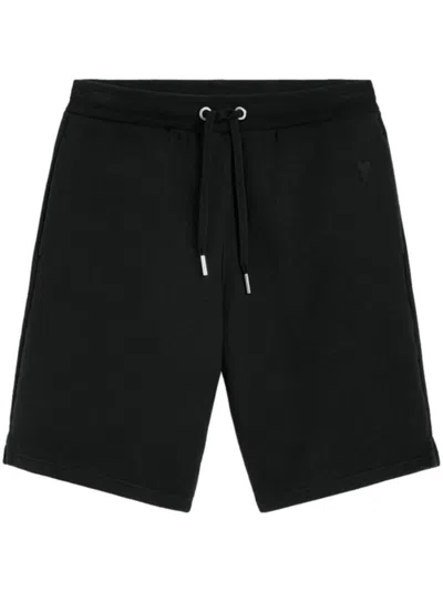 Ami Alexandre Mattiussi Ami De Coeur Drawstring Cotton Shorts In 黑色