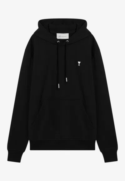 Ami Alexandre Mattiussi Ami De Coeur Drawstring Hoodie In Black