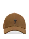 Ami Alexandre Mattiussi Brown Cotton Ami De Coeur Embroidery Cap Brown In Brown