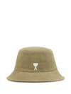 Ami Alexandre Mattiussi Green Cotton Ami De Coeur Embroidery Bucket Hat Green In Green