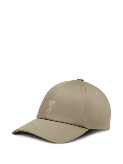 Ami Alexandre Mattiussi Ami De Coeur-embroidered Cap In Neutrals