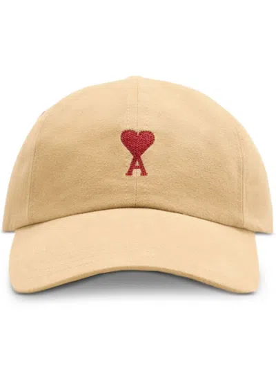 Ami Alexandre Mattiussi Ami De Coeur Embroidered Cap In Neutral