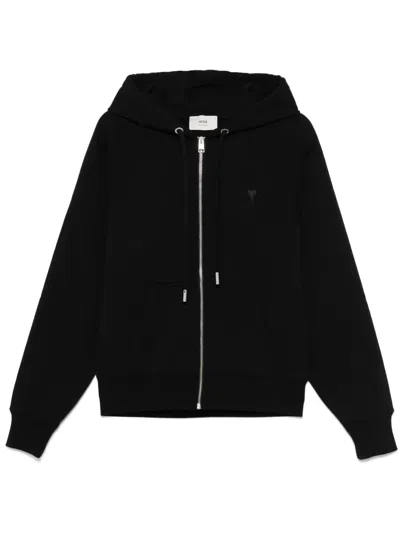 Ami Alexandre Mattiussi Ami De Coeur-embroidered Hoodie In Black