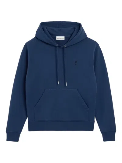 Ami Alexandre Mattiussi Ami De Coeur Embroidered Hoodie In Blue