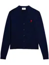 Ami Alexandre Mattiussi Ami Ami De Coeur Logo Embroidered V-neck Knitted Cardigan In Blue