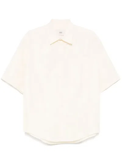 Ami Alexandre Mattiussi Ami De Coeur-embroidered Shirt In Neutrals