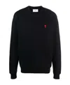 Ami Alexandre Mattiussi Ami Paris Ami De Coeur Wool Crewneck Sweater In Black