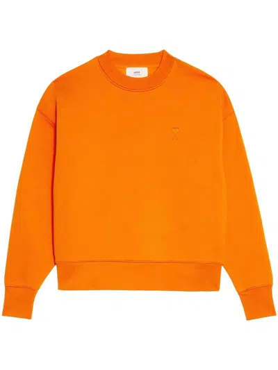 Ami Alexandre Mattiussi Ami De Coeur Embroidered Sweatshirt In Orange