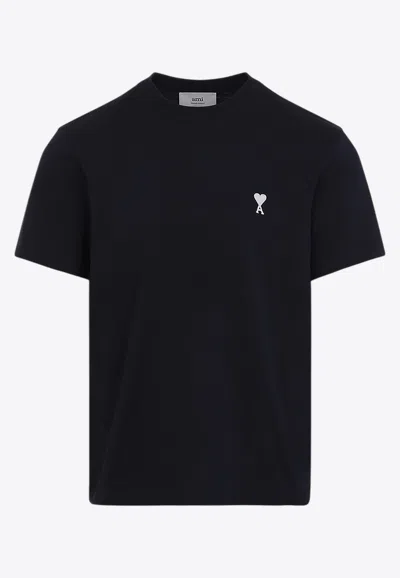 Ami Alexandre Mattiussi Ami De Coeur Logo-embroidered T-shirt In Gray