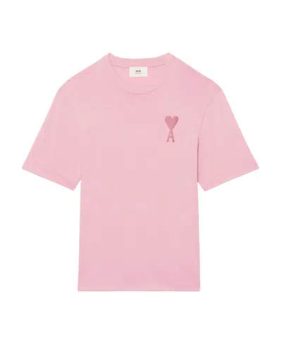 Ami Alexandre Mattiussi Ami De Coeur-embroidered T-shirt In Pink