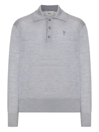 AMI ALEXANDRE MATTIUSSI AMI DE COEUR EMBROIDERED WOOL POLO SHIRT